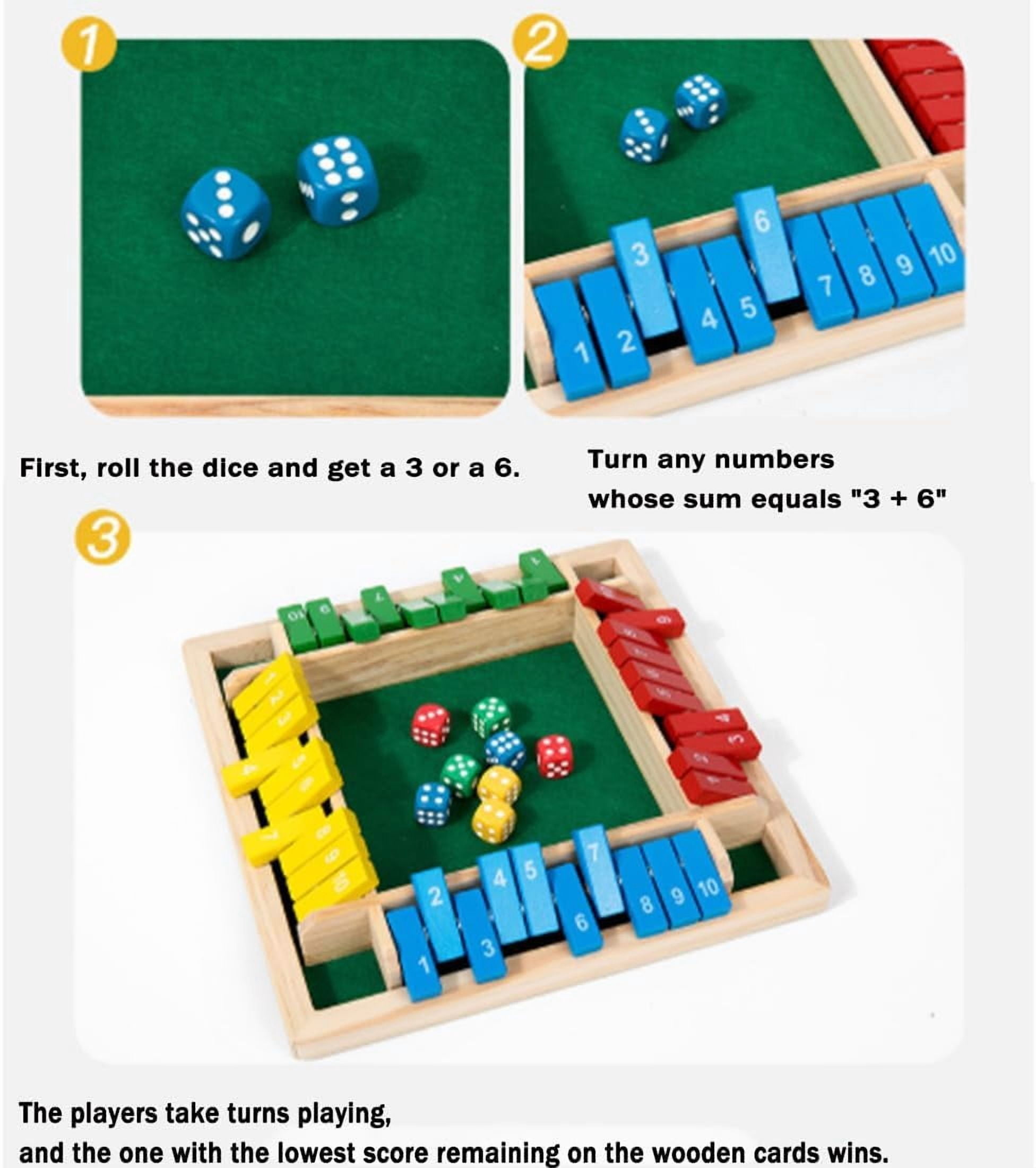 Shut The Box-Wooden Dice Board Game, Funny Family Shut The Box Game 2-4 Player, Board Games Gift for Family and Friends, Educational Table Math Games for ā image 5