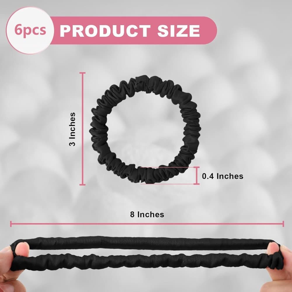6-Pack Mulberry Silk Scrunchies Hair Bands No Damage High Elasticity, 16 Momme — image 3