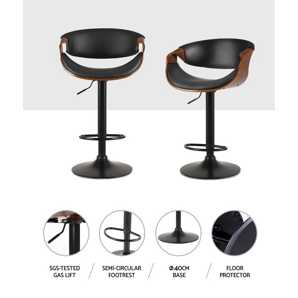 Artiss 2x Bar Stools Gas Lift Leather w/Armrest โ image 4