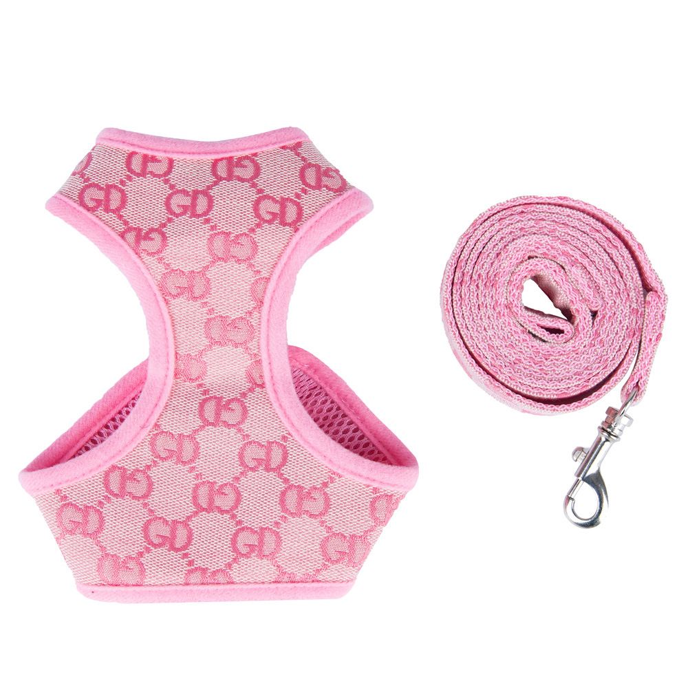 Happy Dog Harness Vest Adjustable Leash Set Polyester Pink XL:0.12kg — image 6