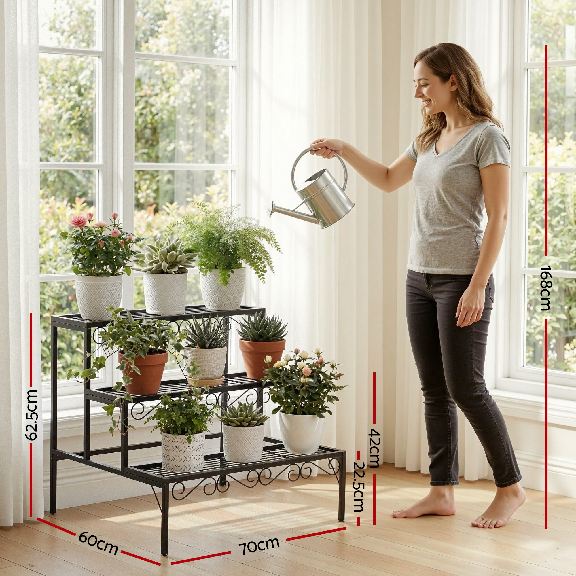 Artiss Plant Stand 3 Tier Metal Corner Plant Shelf Multiple Flower Holder Rack โ image 3