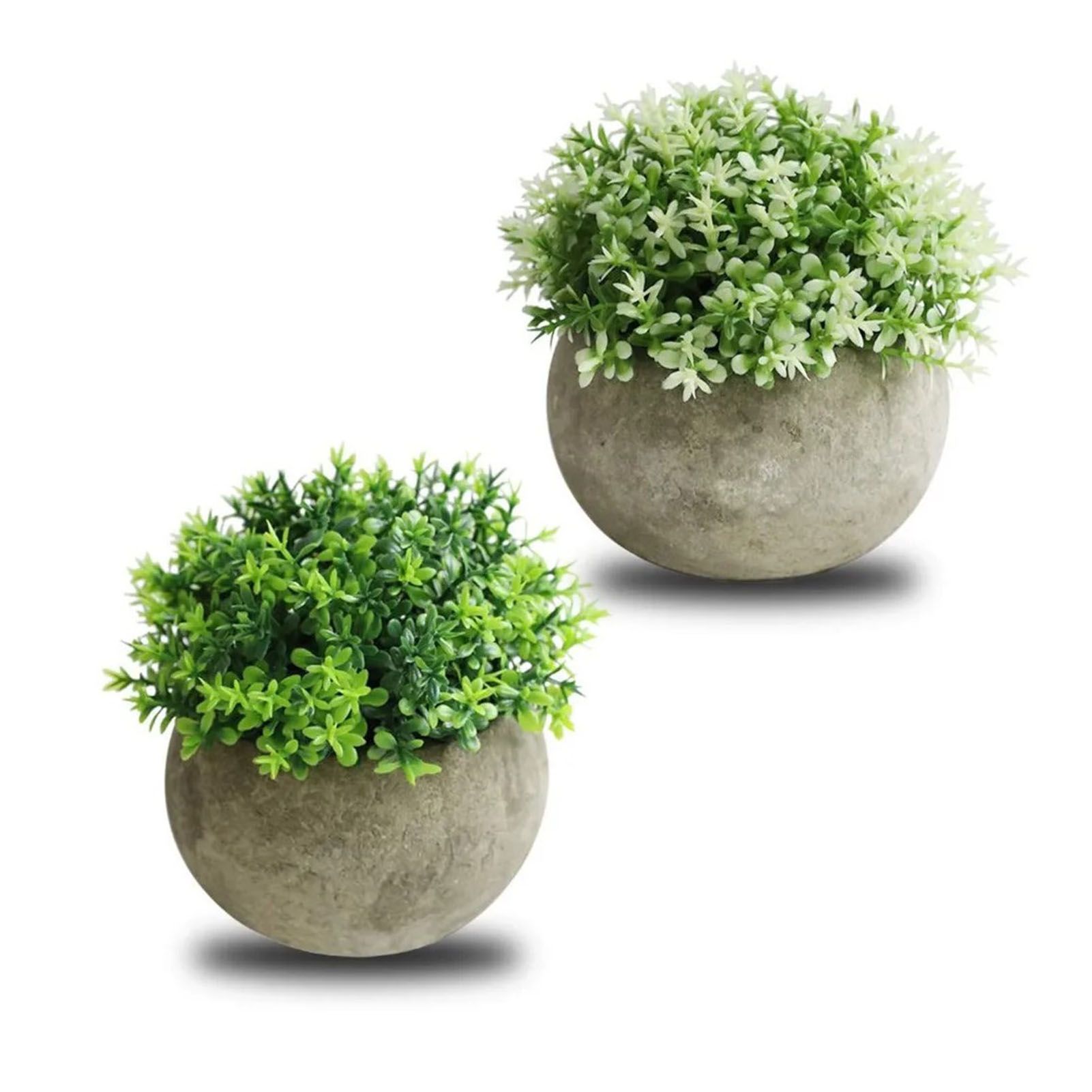 2 PCS Simulated Plant Bonsai Semicircular Ball Pulp Bonsai Desktop Green Plants Potted Ornaments White Green โ image 3