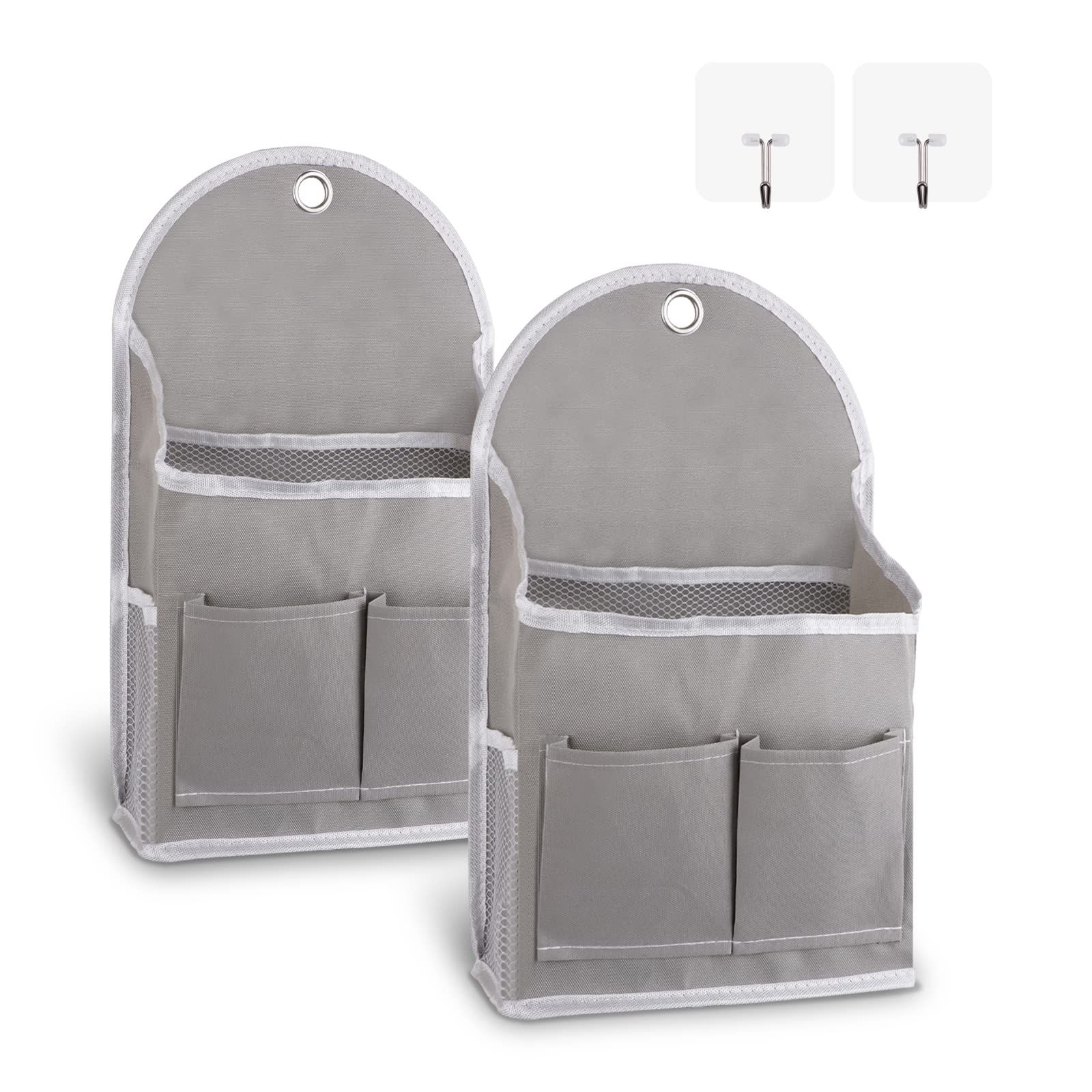 2pc Fabric Wall Organizer, Waterproof Hanging Bag for Closet Door Bedroom Bathroom Office Home Kitchen(Grey)
