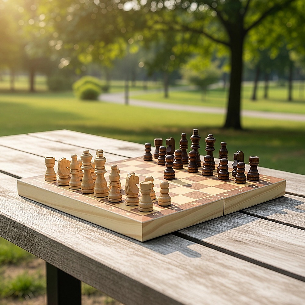 Chess Board Games Folding Large Chess Wooden Chessboard Set Wood Toy Gift — image 2