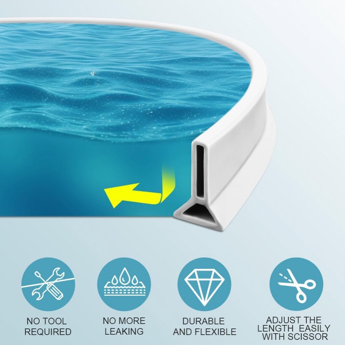 Shower Water Stopper - Self-Adhesive Shower Water Barrier - Shower Threshold - Water Threshold - 2 Meters - With Adhesive - Silicone - Sanitary Water Stopper — image 3