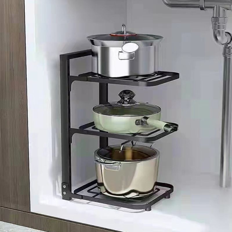 Pot Storage Rack Multilayer Thicken Strong Bearing Round Corner Pot Organizer for Kitchen Three Layers/43x27x23cm — image 5