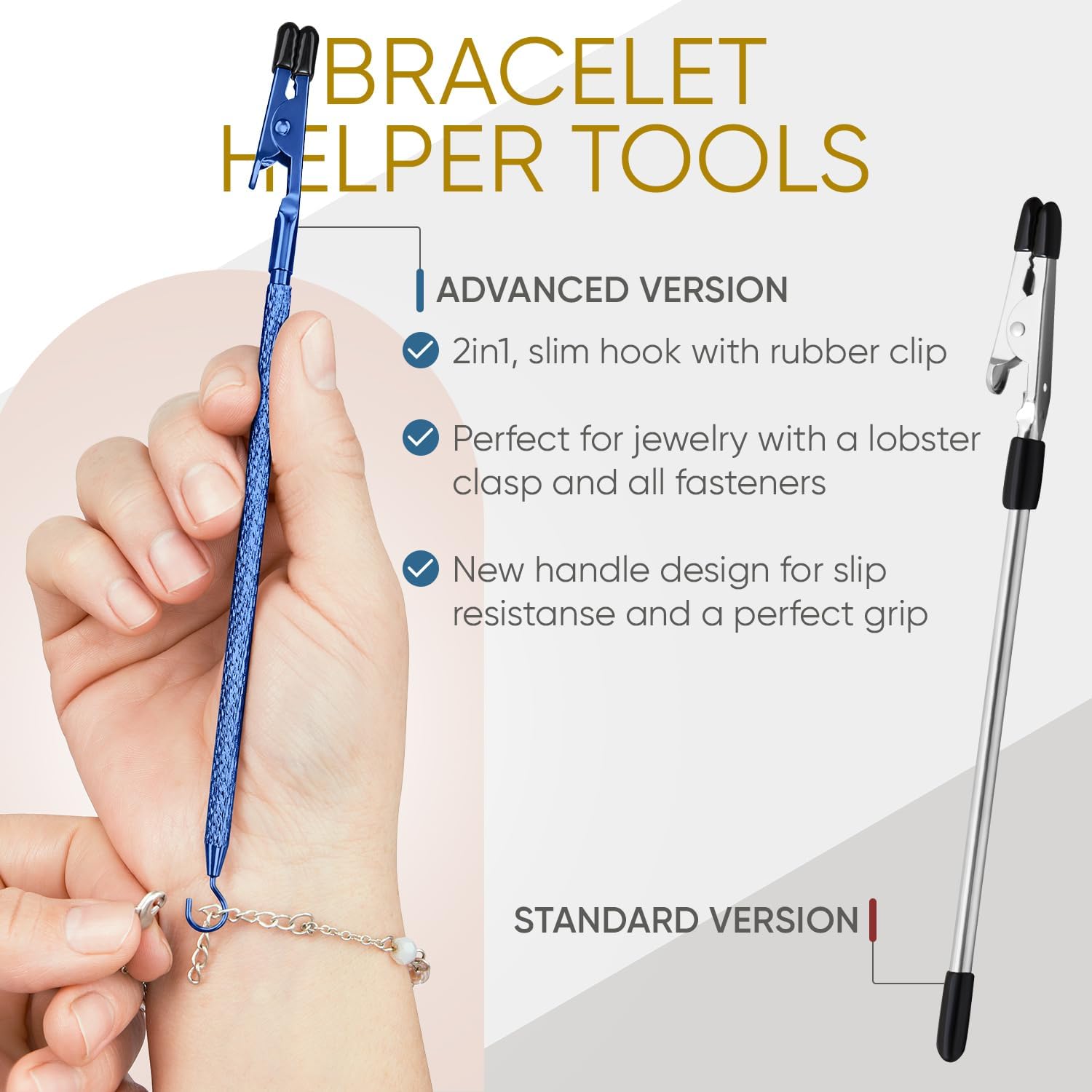 Bracelet Helper Tool with Hook - Fastener Helper Tool for Bracelet, Necklace, Jewelry, Watch - Blue, Gold, Bundle โ image 5