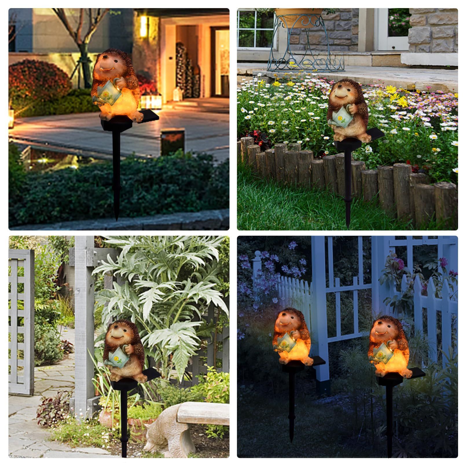 Solar Light Outdoor Decor,Solar LED Hedgehog Stake Lights,Decorative Light for Yard Patio Garden Lawn Balcony-Hedgehog â image 5