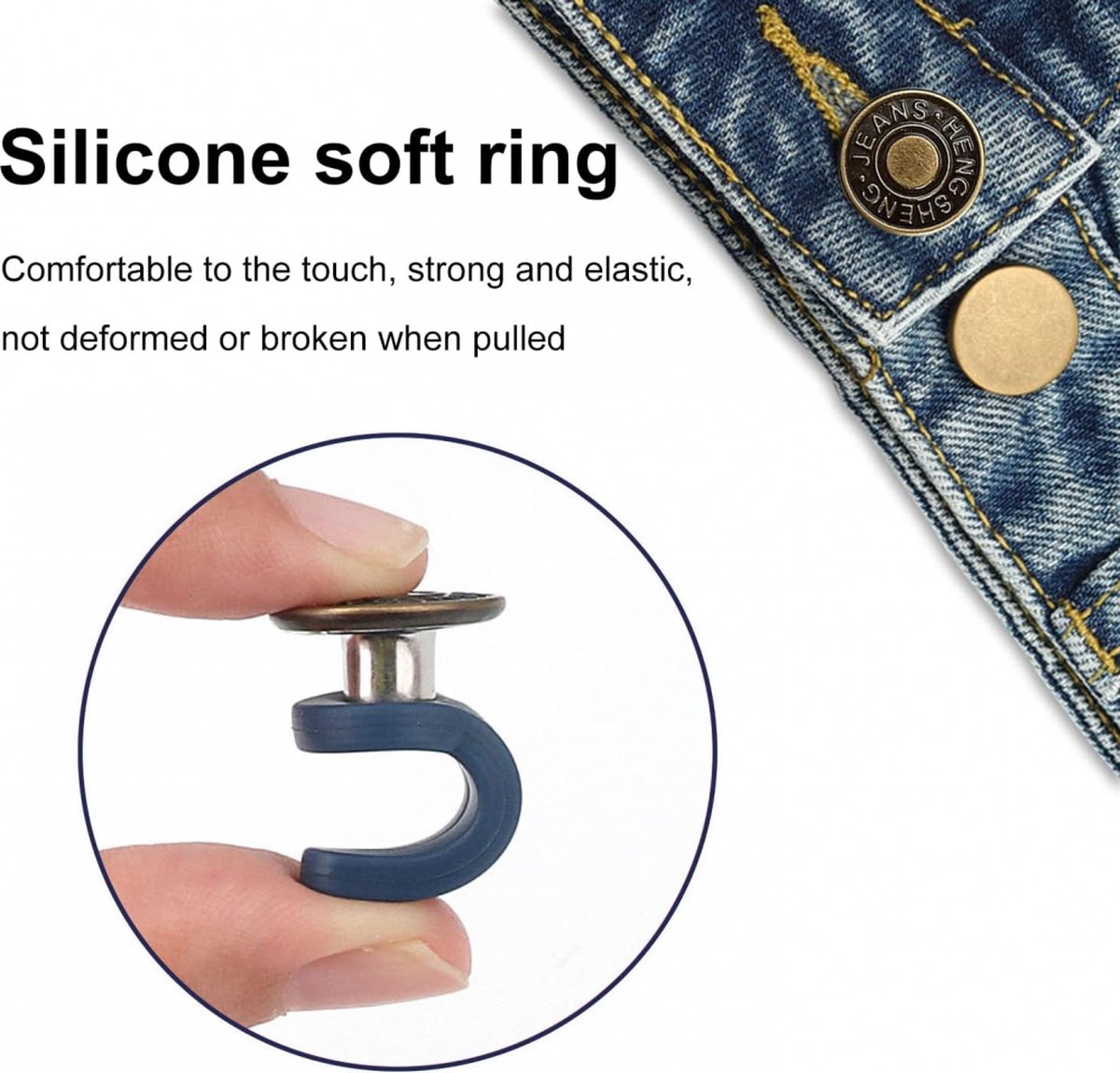 Buttonhole Extender 6 Pieces Bronze - Trouser Expander - Jeans Trouser Expander - Trouser Widening Button - Denim Extension Button - Button Extender - Reusable — image 4
