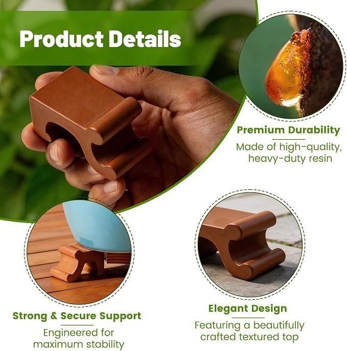 Plant Risers 3Pcs, 1.5 Inch Tall Durable Resin Plant Pot Feet for Outdoor & Indoor Planters, Frost Proof Flower Elevators for Garden, Lawn, Patio (Brown) — image 5