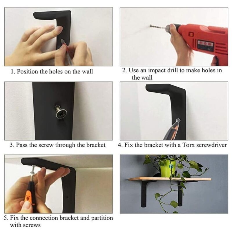 2 Pieces Bracket for L shaped Shelf, Black, 150 x 125mm â image 2