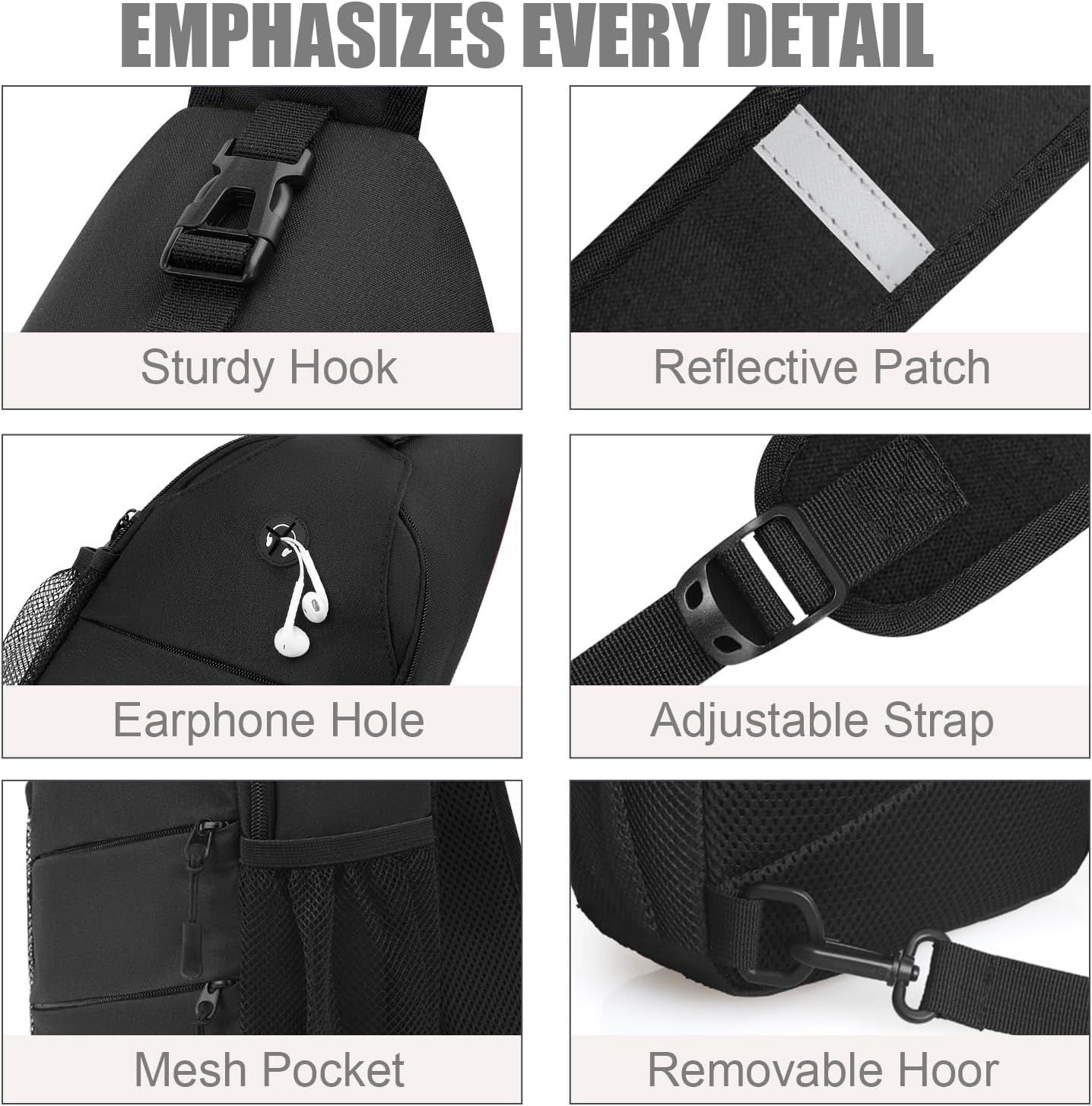 Crossbody Bags for Women Men Trendy Sling Bag Backpack Casual Chest Bag with Convertible Shoulder Strap — image 5