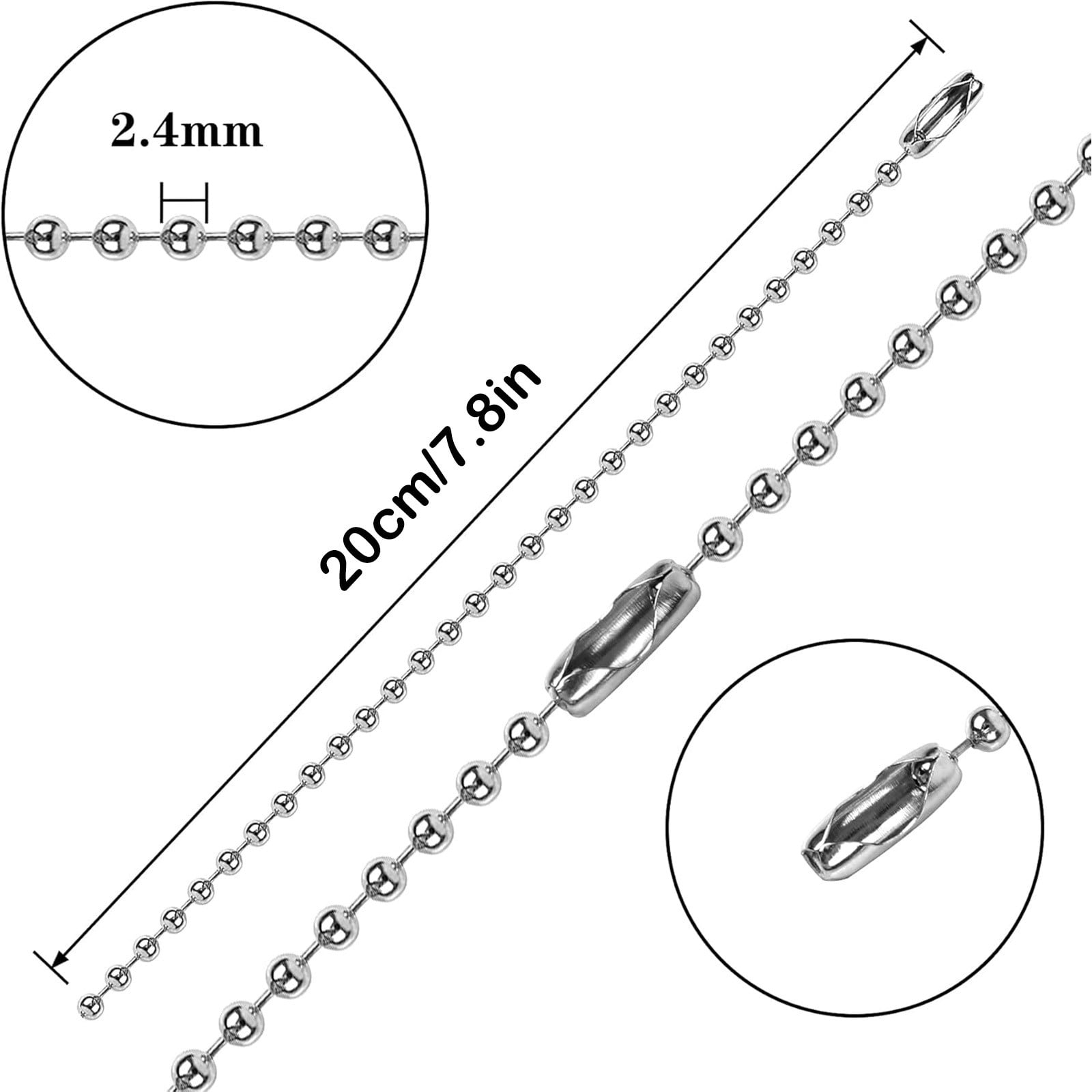 Dog Tag Chain Ball Chain Necklace Bulk, Military Blank Dog Tag Necklace for Men, Beaded Necklace Chains for Jewelry Making DIY Crafts,Silver Nickel Plated — image 3