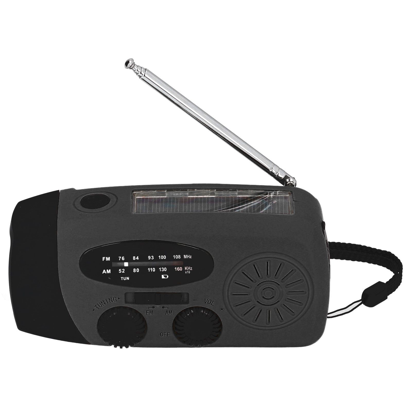 Hand Crank Solar Radio with LED Flashlight Portable FM AM WB USB Radio for Emergency Disaster PreventionBlack Japanese — image 3