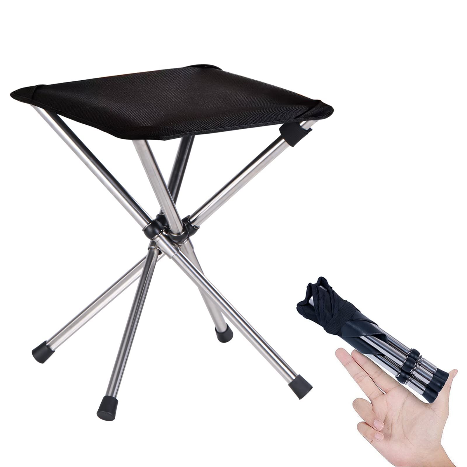 Camping Stool,Small Folding Chair,13.8" Lightweight Folding Stool Compact Backpacking Stool with Carry Bag β image 2