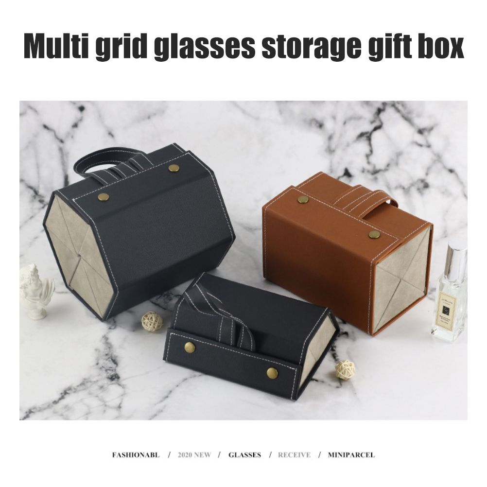 Multi Slot Sunglasses Organizer Foldable Glasses Jewelry Storage Box Portable PU Leather Eyeglasses Case for Storing Watches and Keys — image 6