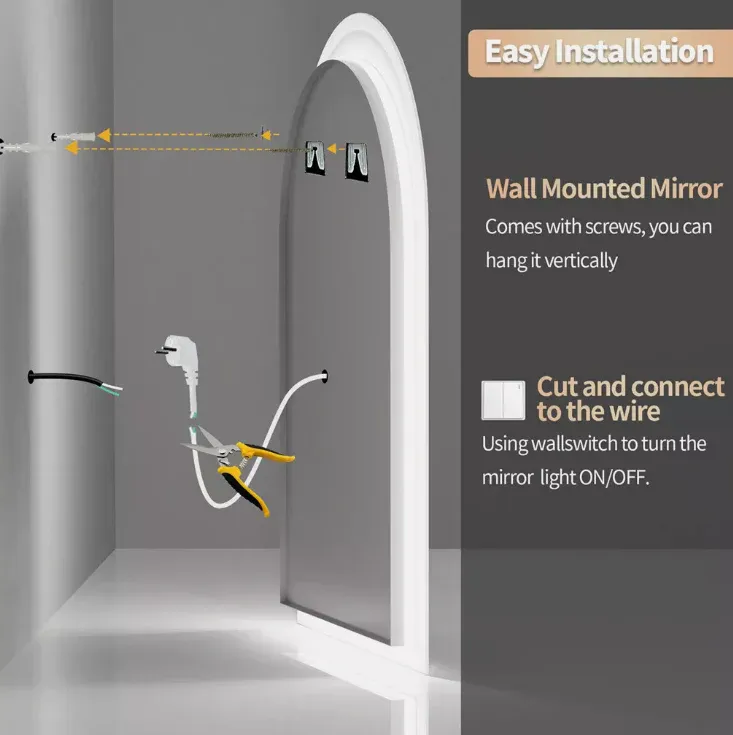Interior Ave - 90 × 60cm Arched LED Bathroom Mirror — image 6