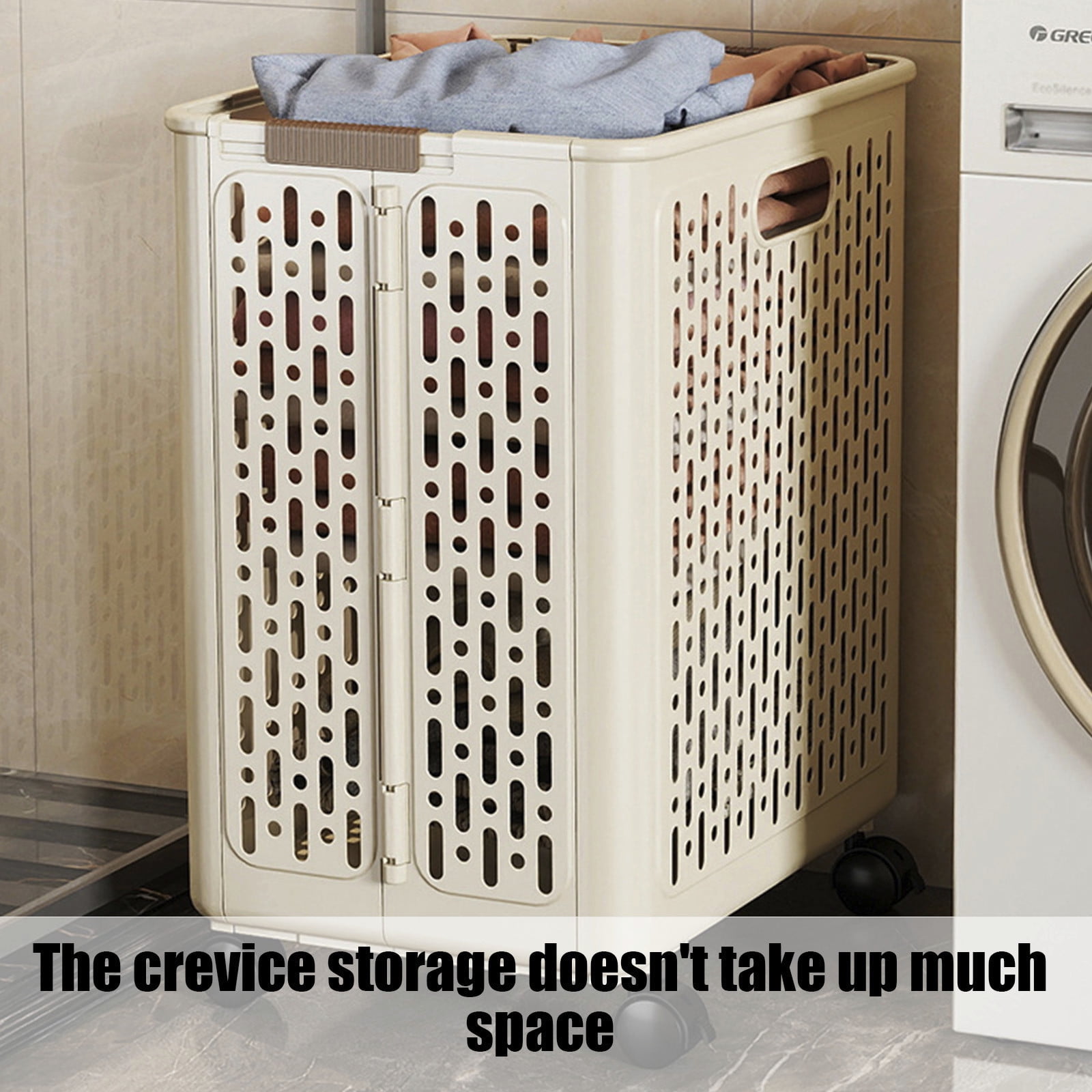 Collapsible Laundry Hamper with Wheels - Foldable Storage Basket for Clothes, Toys & Organizing | Rolling Linen Cart w/ Handle, Portable Closet Utility Bin 18 โ image 5