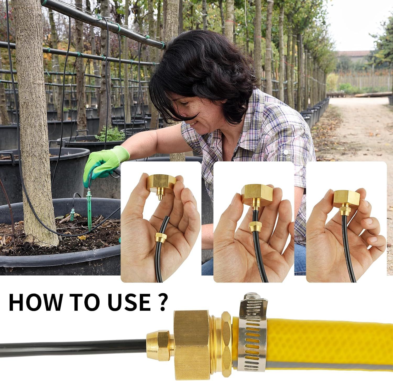 3 Pack Brass Garden Hose Adapters, 3/4 inch Female Thread to 1/4 inch Irrigation Tubing Connectors for Drip Systems and Misting Hoses — image 3