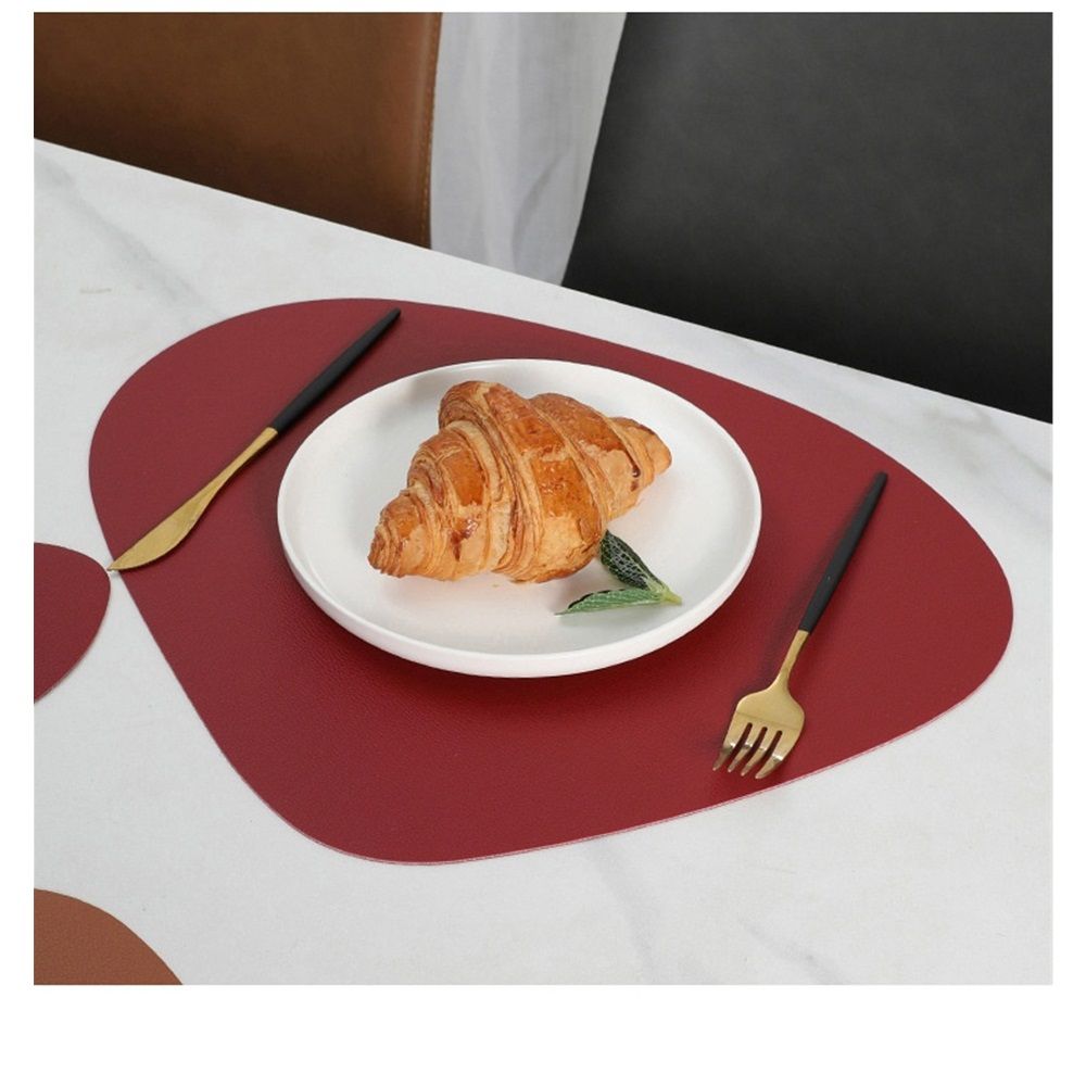 4 pack Placemats, Dual-Sided Placemats Waterproof Faux Leather Placemats Set of 4 Place Mats and Coasters Non-Slip Washable Table Mats for Dining Table (Only — image 4