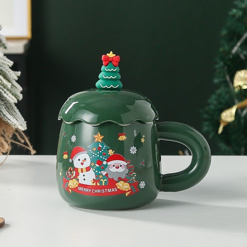 Christmas mug, ceramic mug, mug with lid and spoon, Santa Claus mug, festive decor, Christmas gift, Australian gift, holiday mug - Colors are random. - Size โ image 3
