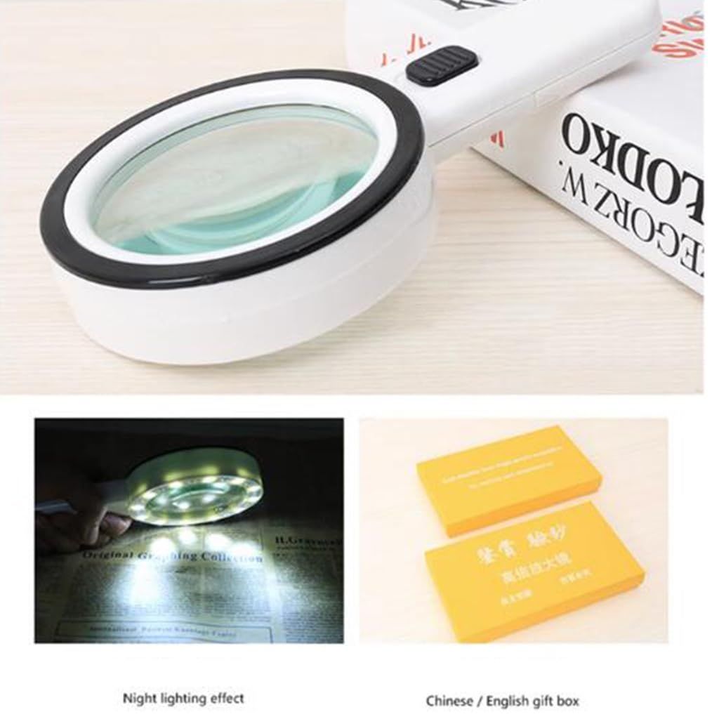 Magnifiers Magnifier with Light, 10x Handheld Magnifier, HD Illuminated Magnifying Glass for Seniors for Reading/Inspection — image 5