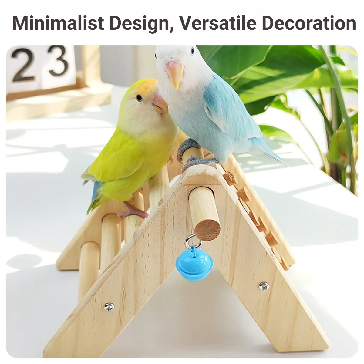 Wooden Bird Ladder Toy With Bell Parrot Perch Stand Climbing Gym Accessories Fun โ image 5