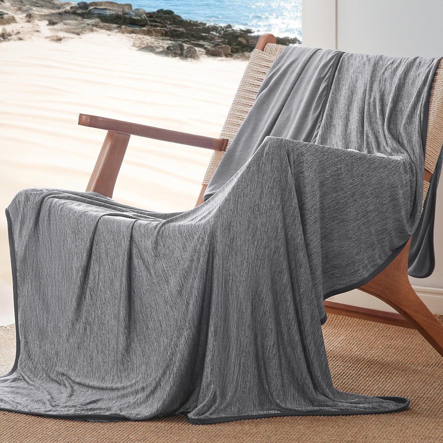 Dark Grey Queen Size 200x150CM Cooling Blanket for Hot Sleepers - Lightweight Breathable All-Season Throw, Hand / Machine Washable โ image 3