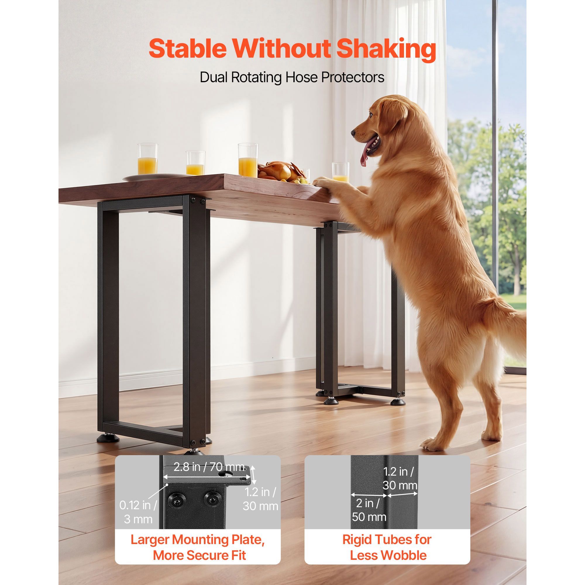 Table Legs, 740 x 450 mm (H x W) Square T Shape Steel Furniture Legs, Modular Design, Easy Assembly, 1000 kg Max Load Heavy Duty, for Home Office Desk, Dinner — image 3