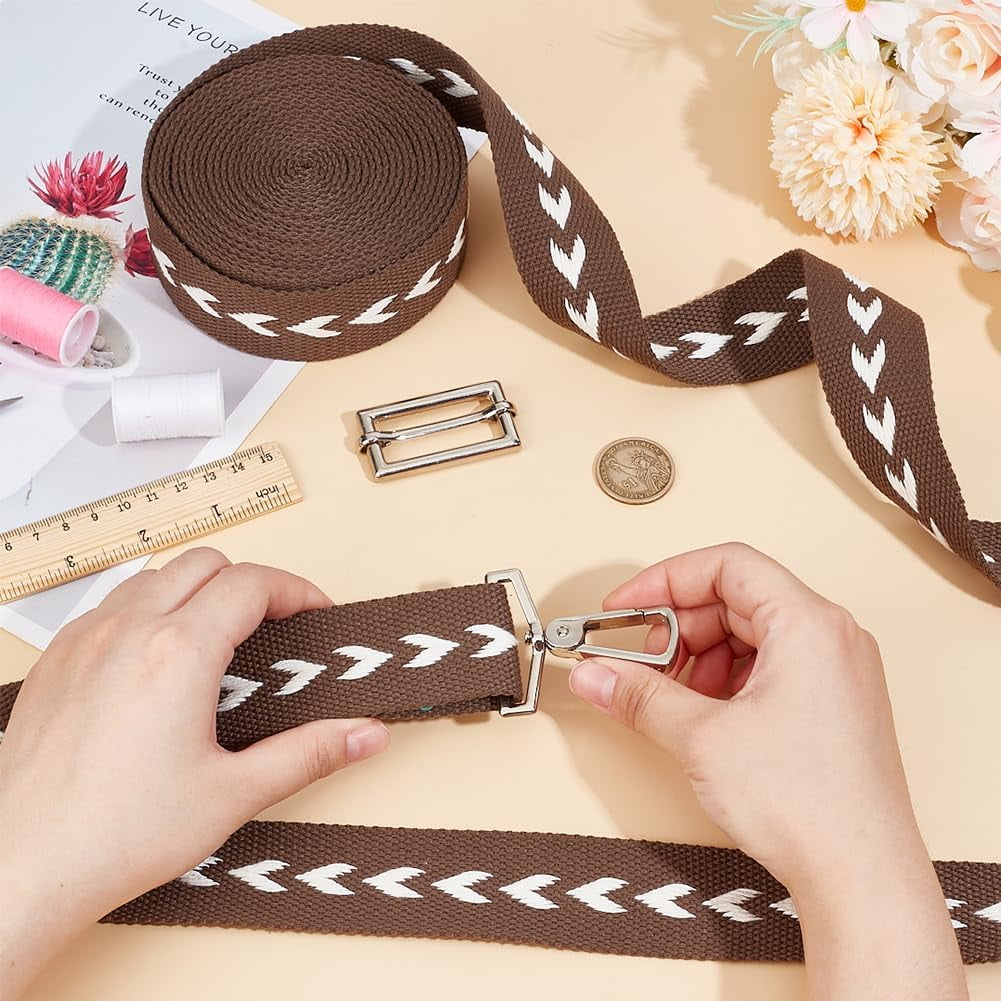 5 Yards Polycotton Jacquard Arrow Ribbon Clothes Accessories Olive 1-1/2 inch(38mm) — image 3