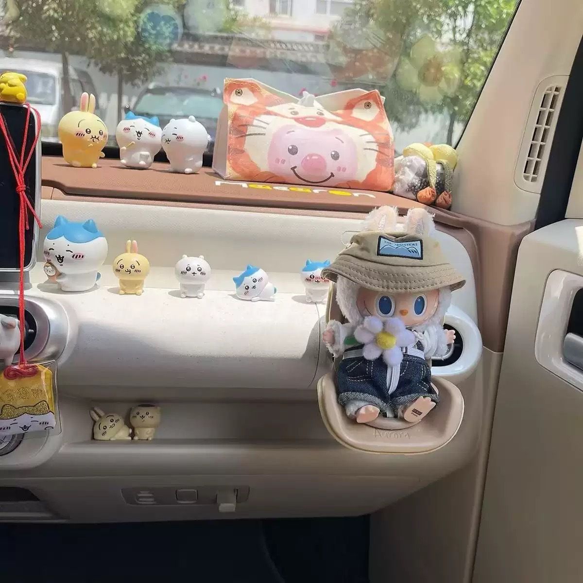 Gray Mini Doll Safety Seat with Magnetic Base, Car Dashboard Plush Toy Holder Decoration โ image 3