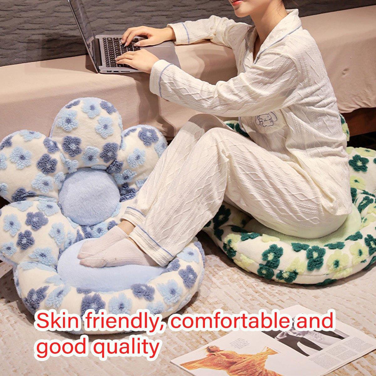 Cute Soft Seat Cushion Flower Shaped Lazy Sofa Pad for Office Chairs and Home Use - Green — image 5