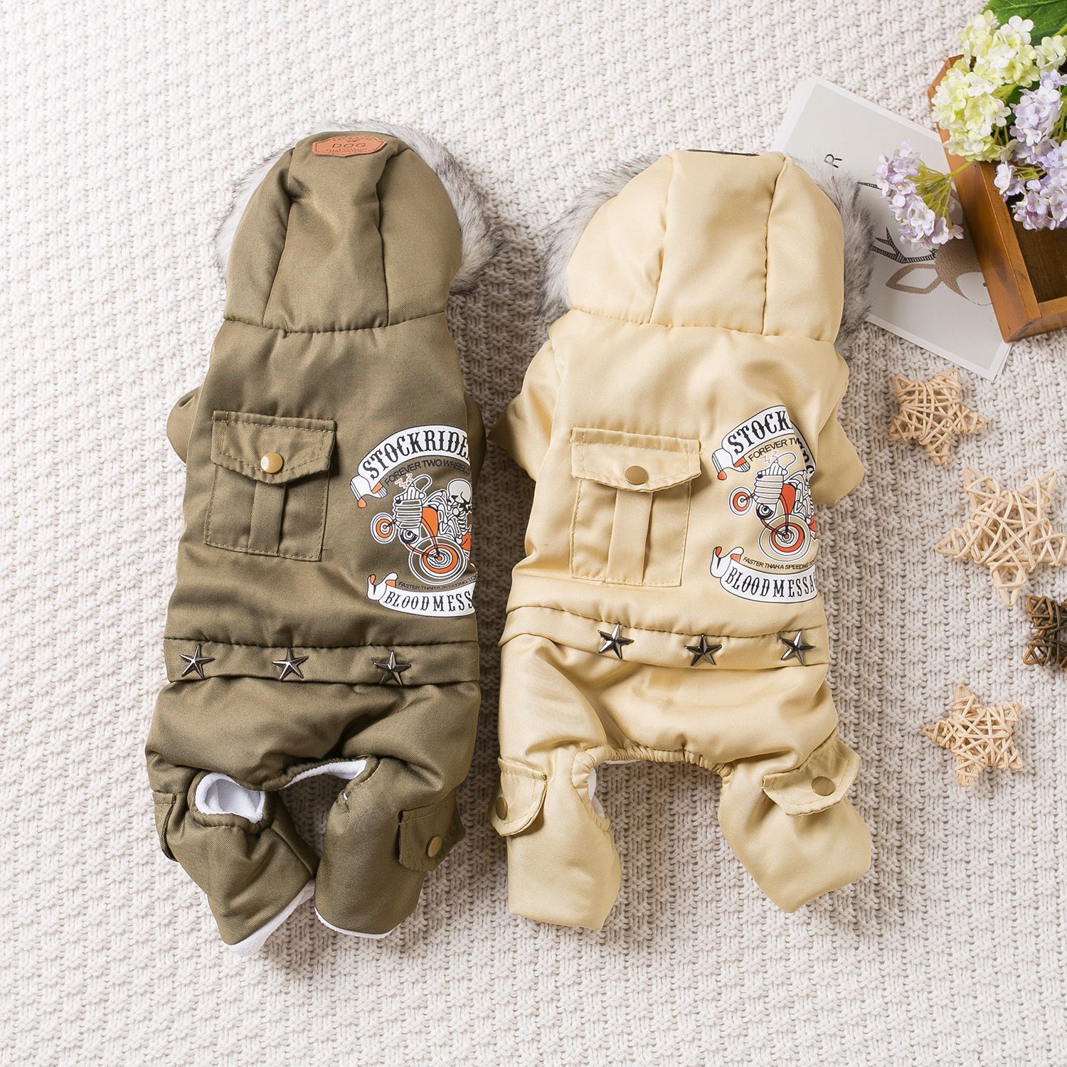 Qi Pet Dog Clothes Thickened Four Legged Warm Locomotive hand khakis — image 2