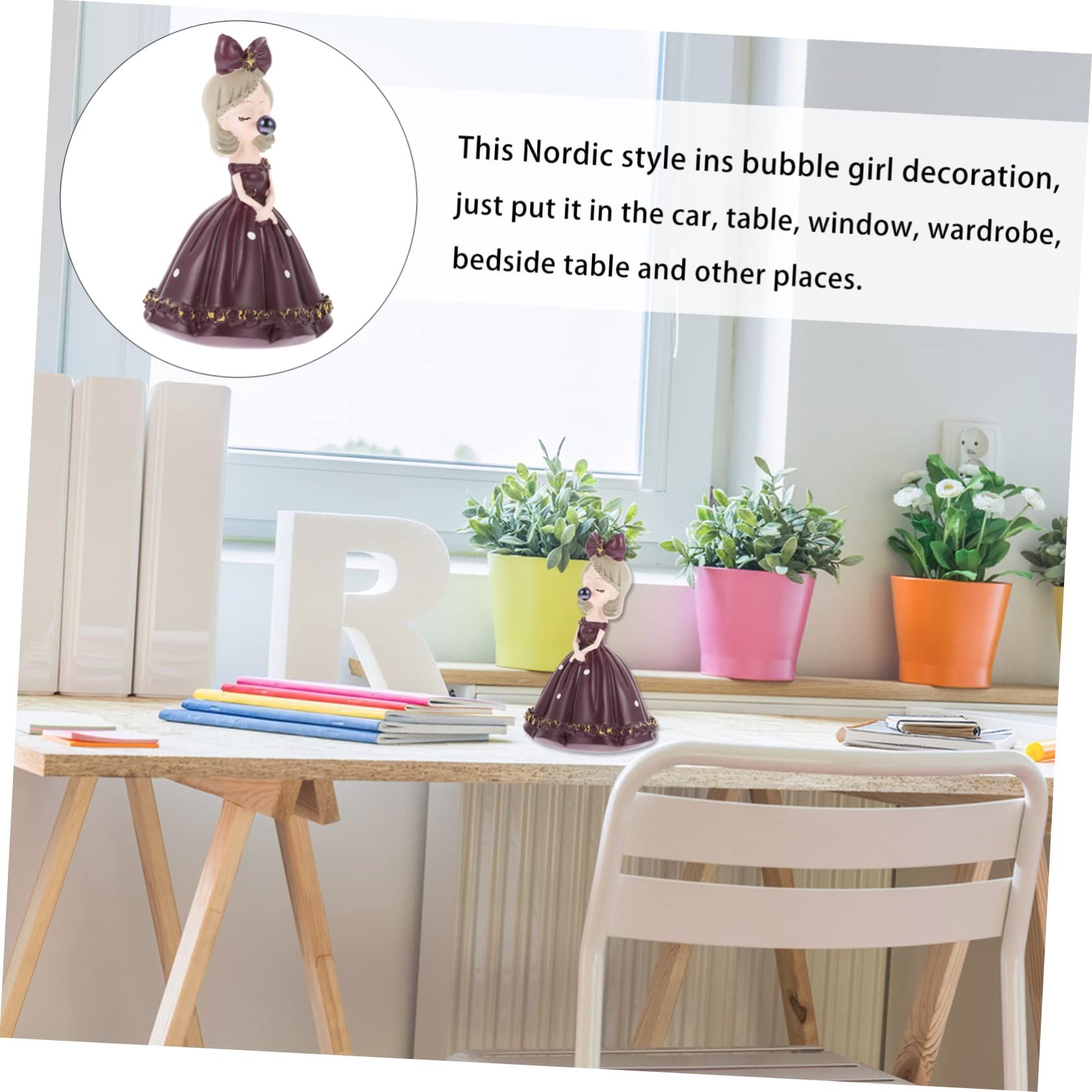 1pc Bubble Girl Ornament Girl Room Decor Car Decoration Creative Craft Desktop Doll Craft Cartoon Girl Decor Birthday Ornament โ image 2