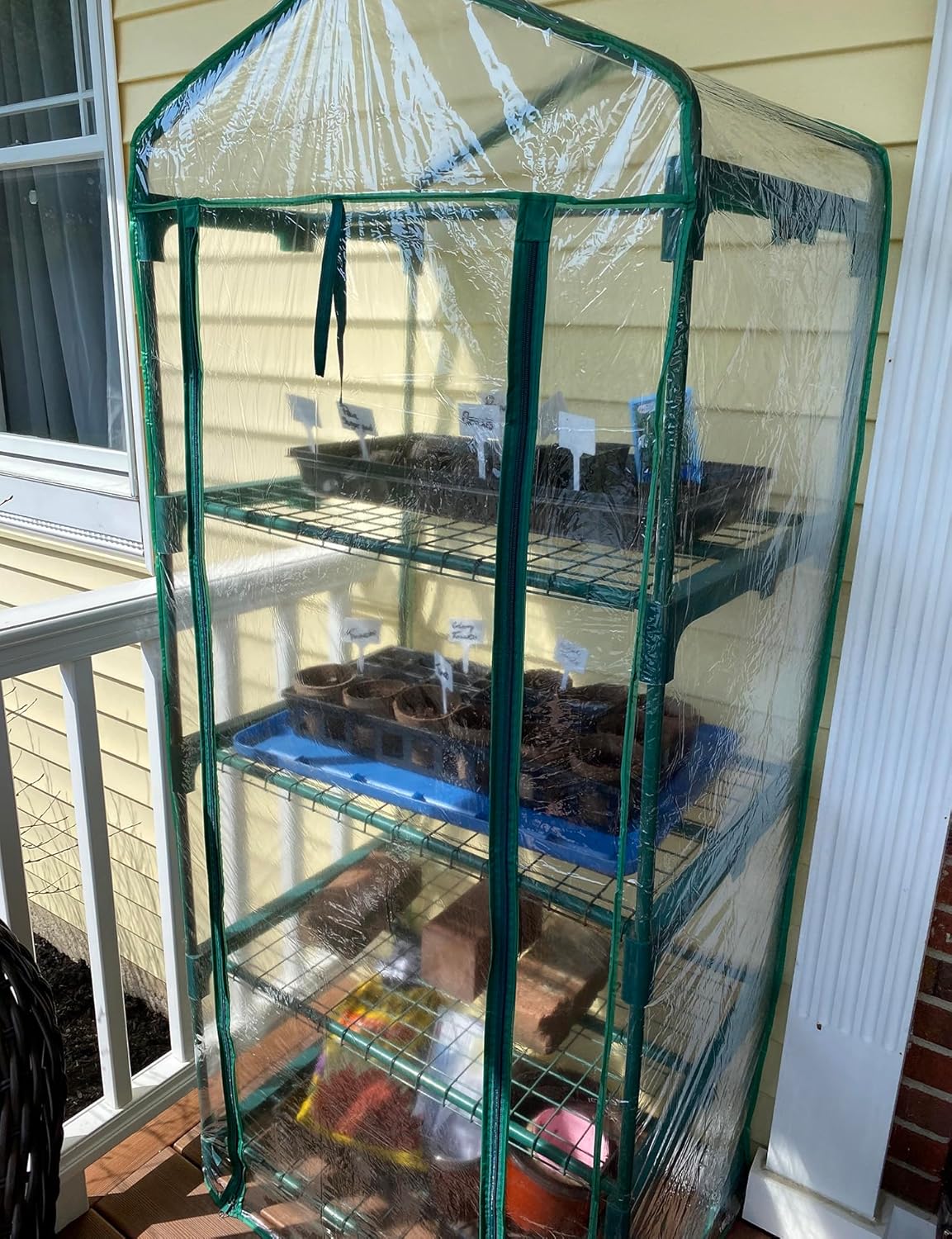 4-Tier Greenhouse Replacement Cover Clear PVC Greenhouse Cover with Roll-Up Zipper Door - 27" L x 19" W x 63" H — image 2