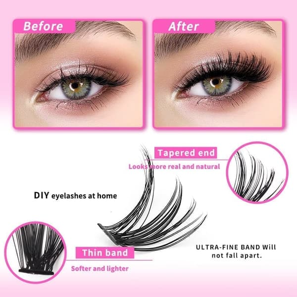 Individual False Eyelashes, Pre-made Cluster Lashes, Eyelash Extension Kit with D-curl for Beginners (30+40+50D)_tfrf โ image 5