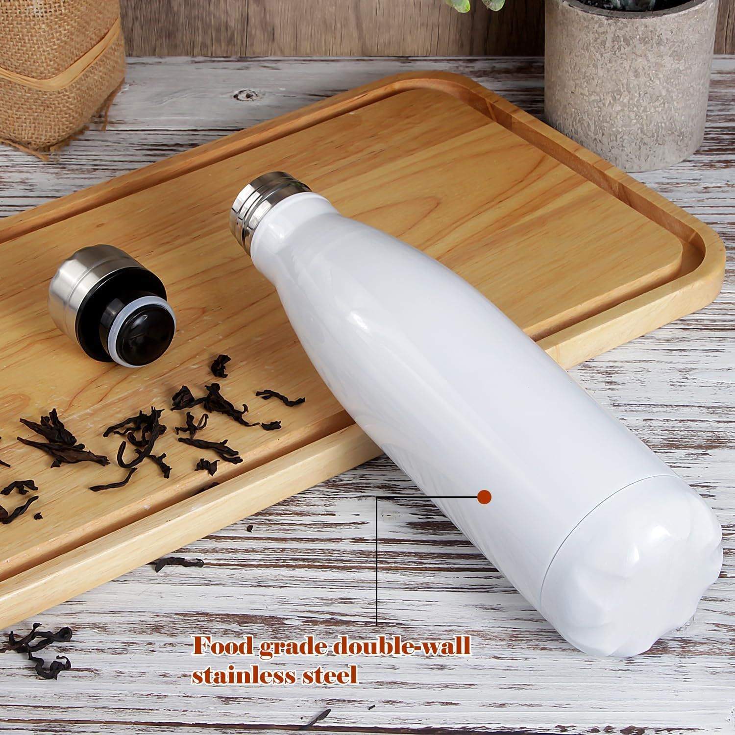 Stainless Steel Water Bottle 17 Fl Oz Vacuum Insulated Containers Keeps Drinks Cold Hot Sublimation Blanks Tumbler White โ image 5