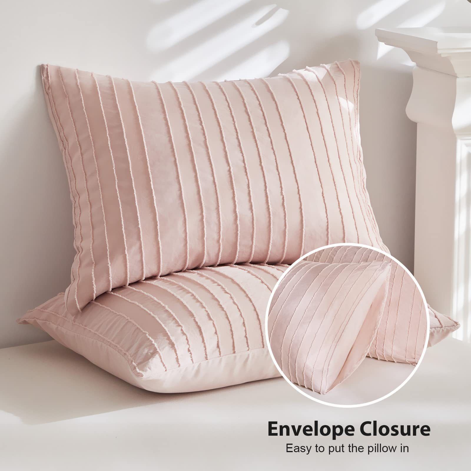 Pink Tufted Stripe Bedding Set - Single 2 Piece Quilt Cover and Pillowcase Set-(Single) โ image 6