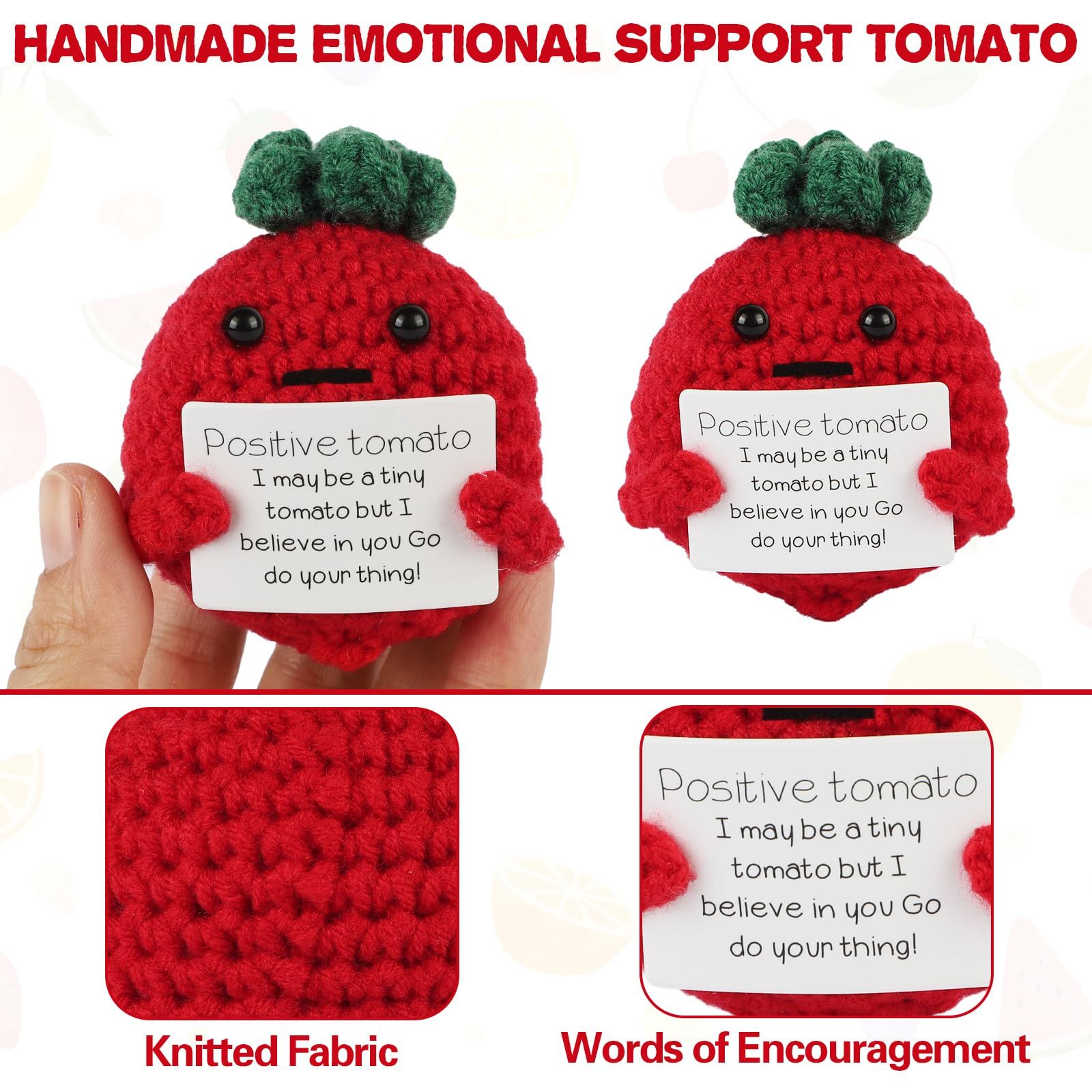 Mini Funny Crochet Tomato Doll Creative Cute 3 inch Cheer Up Gifts for Friends Party Decoration Encouragement — image 3