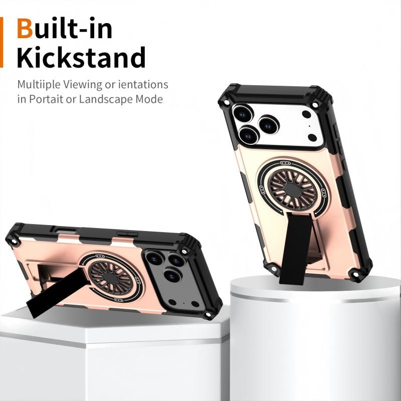 Armor Heavy Duty Magnetic Rotating Ring Kickstand Phone Case For iPhone 13 Pro Max, Anti-Drop Protective Cover In RoseGold โ image 4