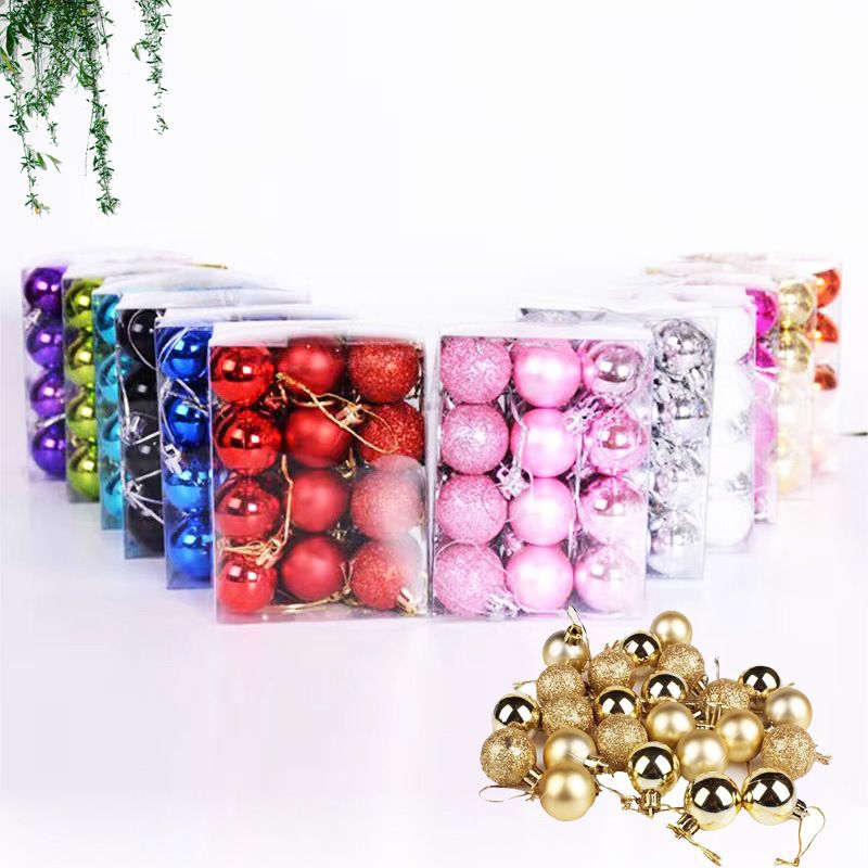Plastic Christmas Decoration Balls 3cm 24 Pack Degree 3cm Rose Red 24 Pack โ image 2