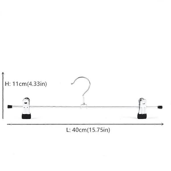 40cm Chrome Iron Clothes Hangers with Non-Slip Clips, 10-Pack Metal Trouser Hangers for Pants Shorts Skirt Socks Underwear, Silver — image 2