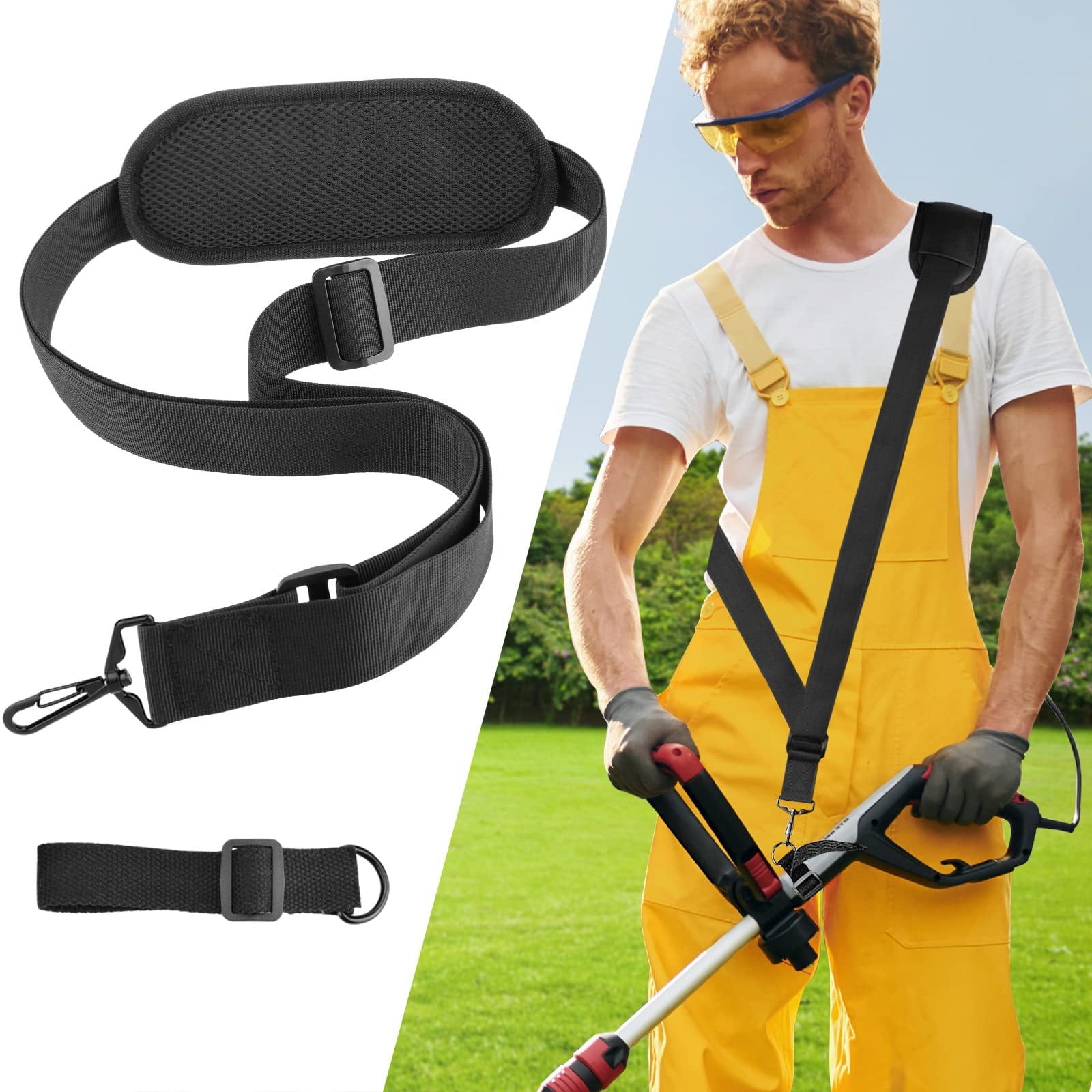 Trimmer Shoulder Strap Harness,Heavy Duty Adjustable Straps with Upgraded Metal Clasp,Compatible with EGO String Trimmer & Leaf Blower,Lawn Mowing