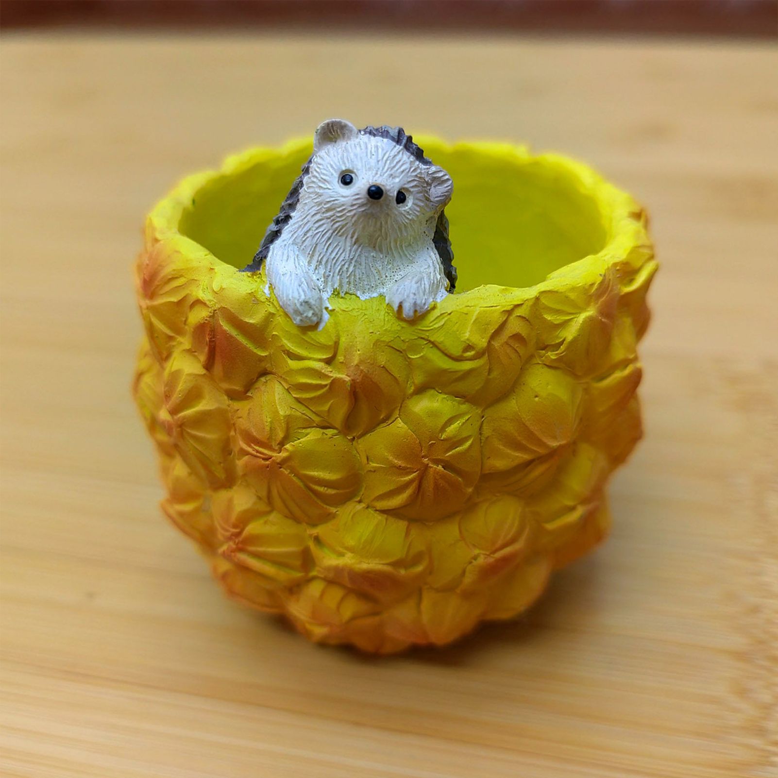 Cute Hedgehog Pineapple Resin Planter - Mini Succulent Pot, Desktop Decor, Garden Ornament, Unique Gift for Plant Lovers (Pineapple) — image 2