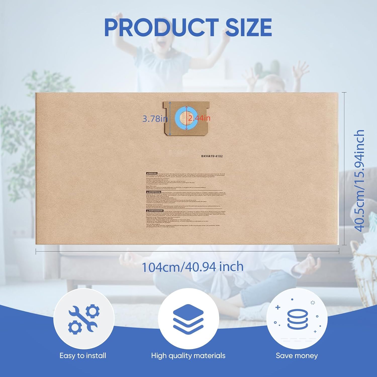 12 Pack DXVA19-4102 Dust Bags or DEWALT 12-16 Gallon Wet Dry Vacuum, Compatible with DXV12P DXV14P DXV16P DXV16PA DXV16S โ image 3