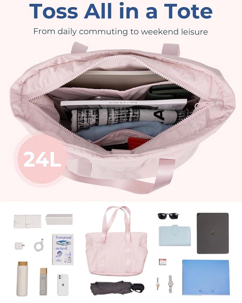 Women's Handbags - Zippered Tote Bag - Large Shoulder Bag - School Bag - Crossbody Bag - Laptop Bag - Handbag - Tote Bag - Weekend Bag - Shopping Bag - Beach — image 4