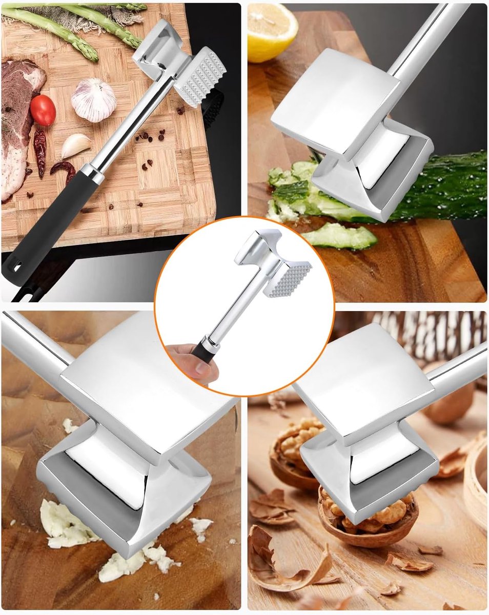Meat Hammer - Professional Meat Hammer - Ergonomic Handle - Easy to hold - practical - Robust design - Meat Tenderizer - BBQ accessories - for Schnitzels Steak — image 5