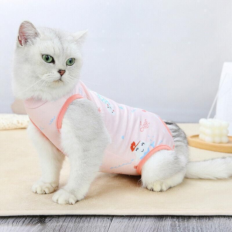 Pet Cat Postoperative Recovery Suit Pet Surgery Clothing Sterilization Weaning Pink - M(Bust: 38cm Length:27cm) — image 3