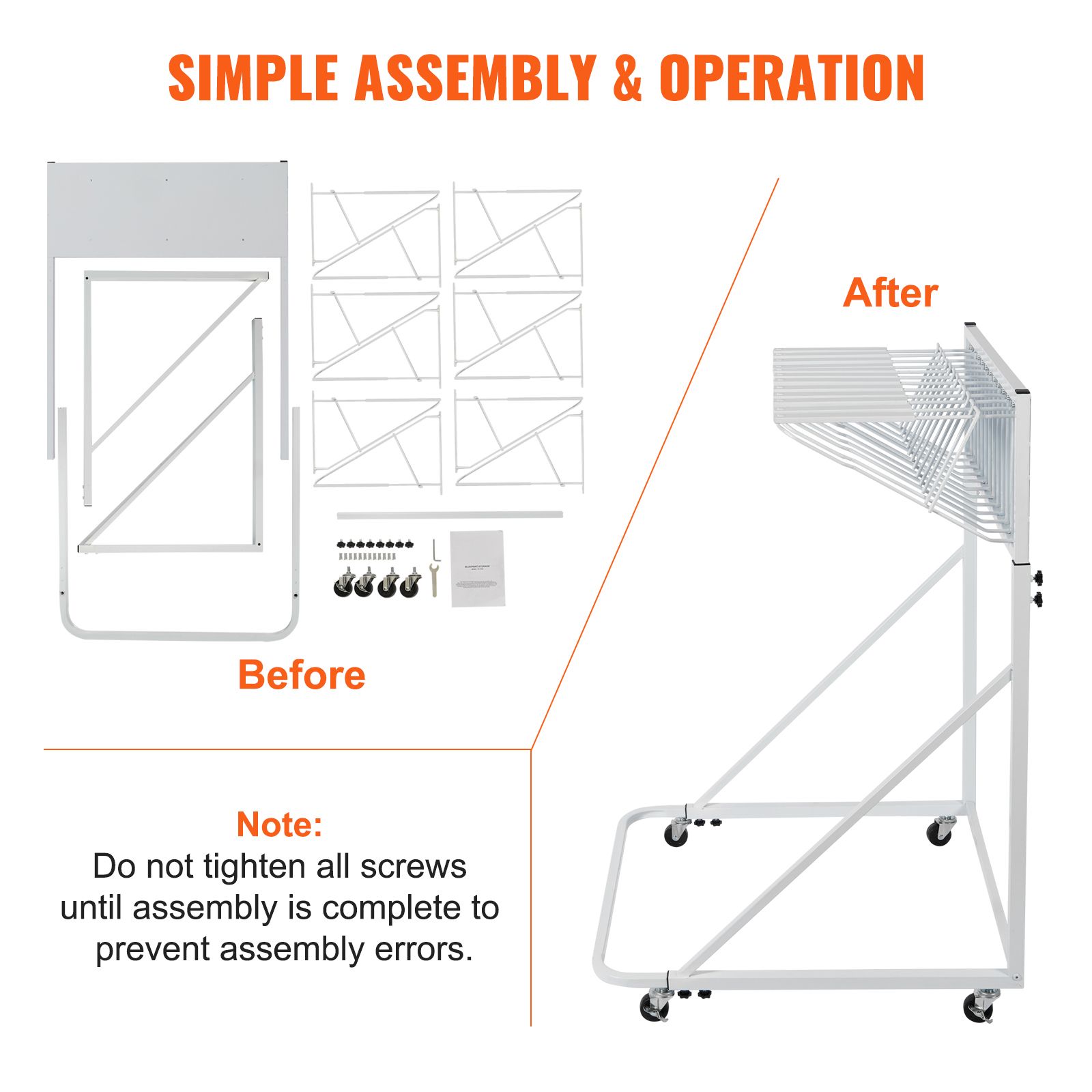 Mobile Blueprint Storage Rack, Plan Holder with 12 Pivot Brackets, Mobile Blueprint Holder Adjustable Height & Length, Poster Display Rack for Office and Home — image 6