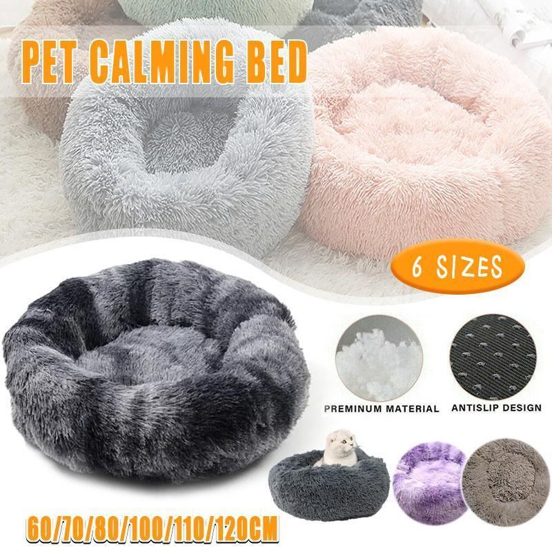 Coffee Cat Bed Pet Bed Dog Donut Nest Calming Deep Sleeping Soft Plush Kennel Washable - 70CM โ image 2